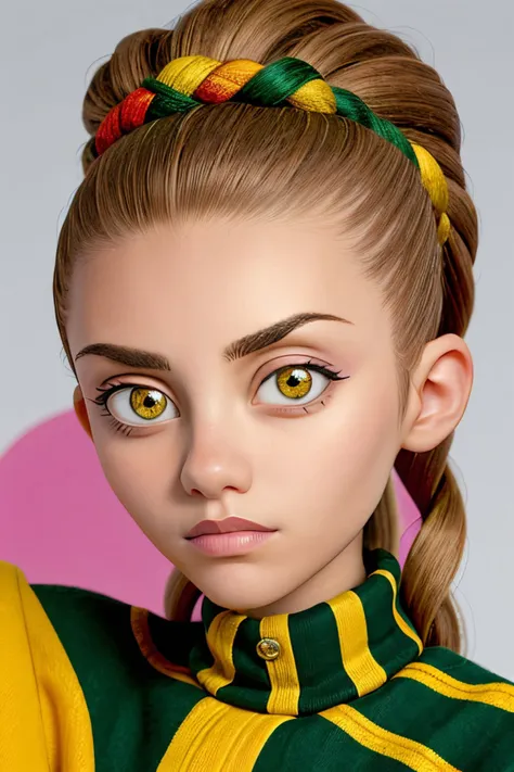 (style of Faith Ringgold:1.15), <lyco:sd15_NicolaCavanis_loha_64_v1:1> NicolaCavanis, focus on eyes, close up on face, hair styled as French twist hair,