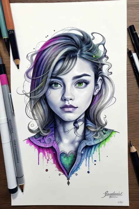 realistic photo of <lyco:sd15_NicolaCavanis_loha_64_v1:1> NicolaCavanis, ink splash, colorful, zentangle
