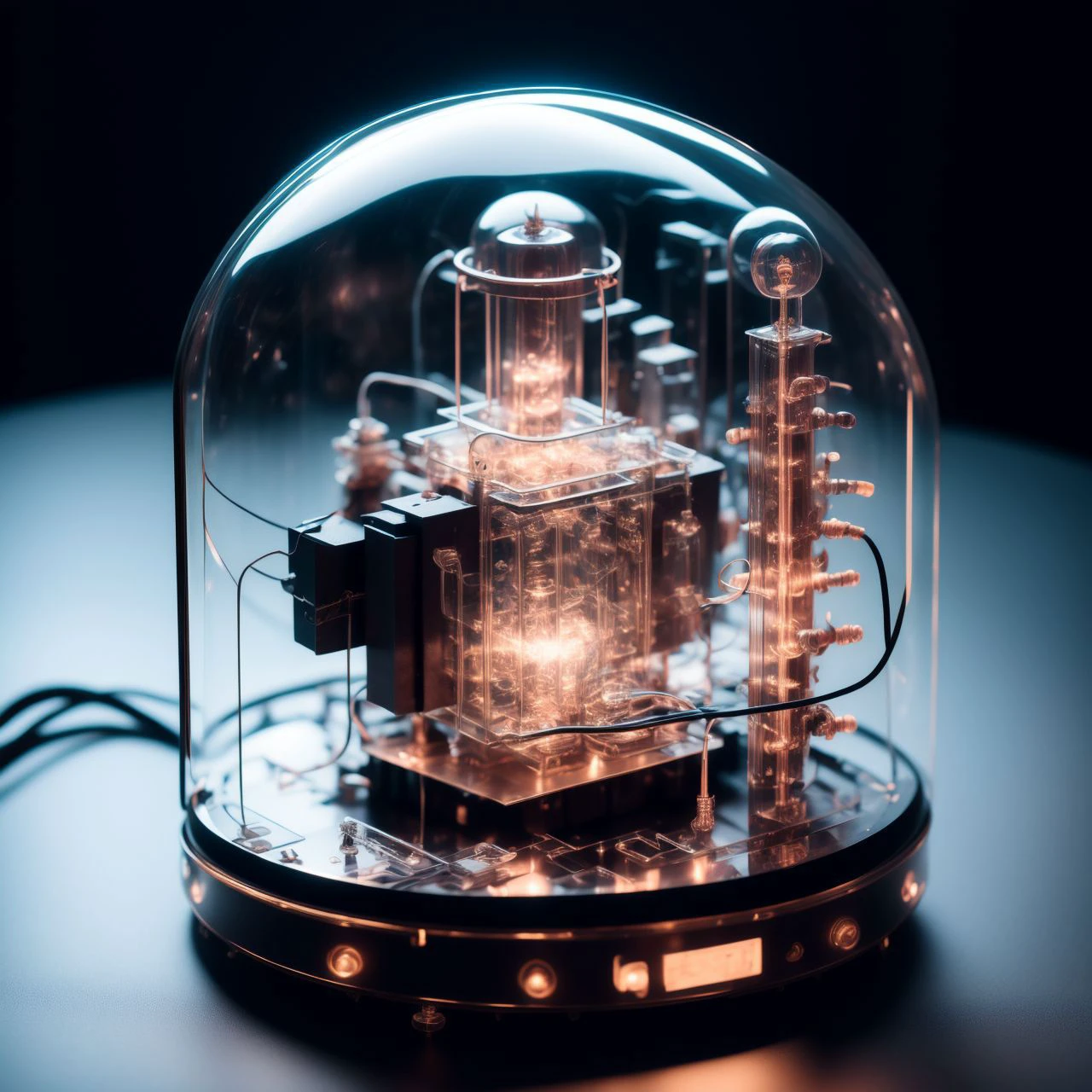 photo, a close up of an electronic device in a dark room (GlassDevice style:1) <lora:GlassDevice:1>