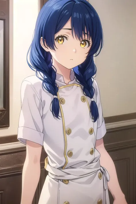 megumitadokoro, <lora:megumi tadokoro s1-lora-nochekaiser:1>,
megumi tadokoro, long hair, blue hair, (yellow eyes:1.3), braid, twin braids,
BREAK chef, pants, white pants,
BREAK indoors, kitchen,
BREAK looking at viewer, (cowboy shot:1.5),
BREAK <lyco:GoodHands-beta2:1>, (masterpiece:1.2), best quality, high resolution, unity 8k wallpaper, (illustration:0.8), (beautiful detailed eyes:1.6), extremely detailed face, perfect lighting, extremely detailed CG, (perfect hands, perfect anatomy),