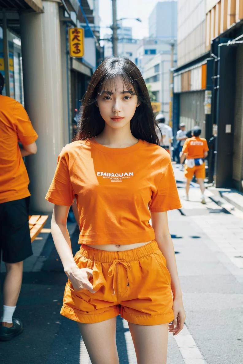 (orange t-shirt:1.3),(((shorts))),
<lyco:JPtone_V3>,daylightallure,street city,(akihabara \(tokyo\):1.2),white t-shirt,85mm,
vivid colours,romanticism,atmospheric,
RAW photo,8k,best quality,ultra high res,beautiful,
unity 8k wallpaper,ultra detailed,beautiful and aesthetic,
(photorealistic:1.4),(extremely intricate:1.4),
(exquisitely detailed skin),perfect anatomy,best shadow,delicate,