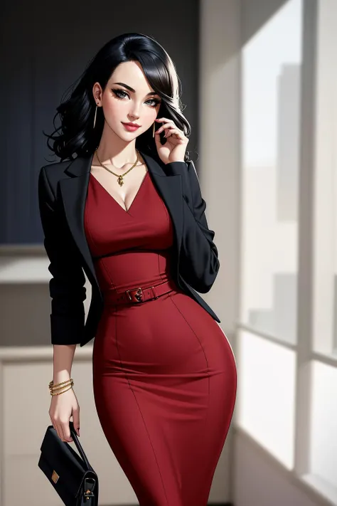 ((Masterpiece, best quality)), edgQuality,smug,smirk,
((edgpdress, a woman in a dress posing for a picture )),jewelry, jacket, bag, formal, suit, pencil skirt, handbag, realistic, office lady, skirt suit, wearing a pencil dress
 <lora:edgPencilDress_MINI:0.8>