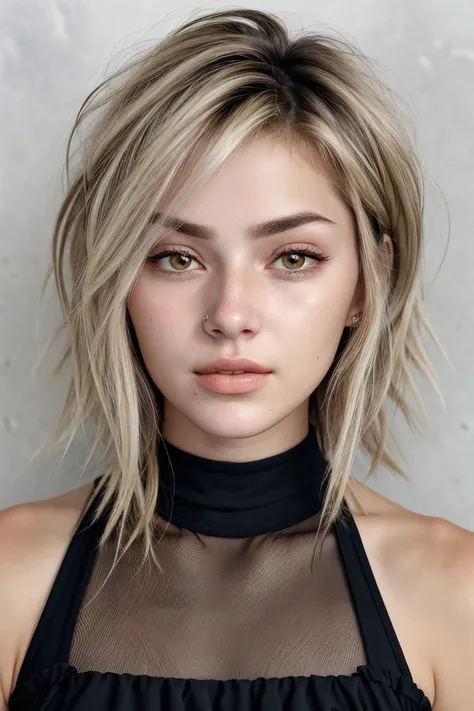 headshot of photo of <lora:sd15_GeorgiaEllenwood_locon_24_v1-000021:.9> GeorgiaEllenwood, focus on face, wearing a <lora:edgPencilDress_MINI:0.8> edgpdress , her hair is styled as layered bob hair,