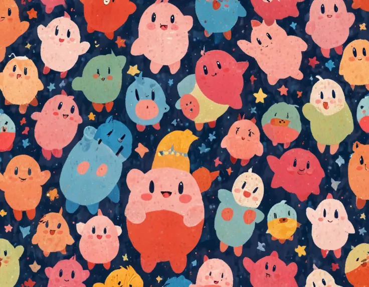 (kirby \(series\) presenting partner:1.07), warm saturated colours, (decomposing:1.09)