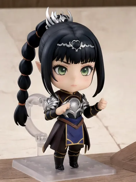 masterpiece, best quality, highres, pencil sketch, pastel colors BREAK
dsshadowheart, black hair, long hair, ponytail, bangs, braid, hair ornament, pointy ears, green eyes, circlet, armor, breastplate, pauldrons, 1girl, solo BREAK
full body, chibi, nendoroid, pvc
<lora:dsshadowheart:1> <lora:PVC_lc:1>