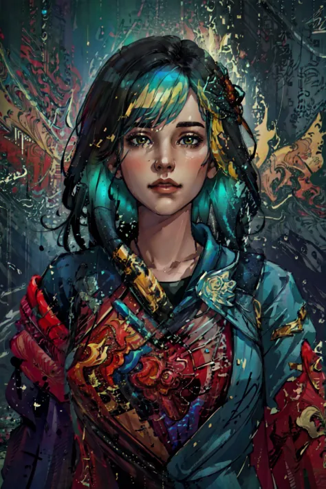 (masterpiece, top quality, best quality, official art, beautiful and aesthetic:1.2), (1girl:1.3), (fractal art:1.3),