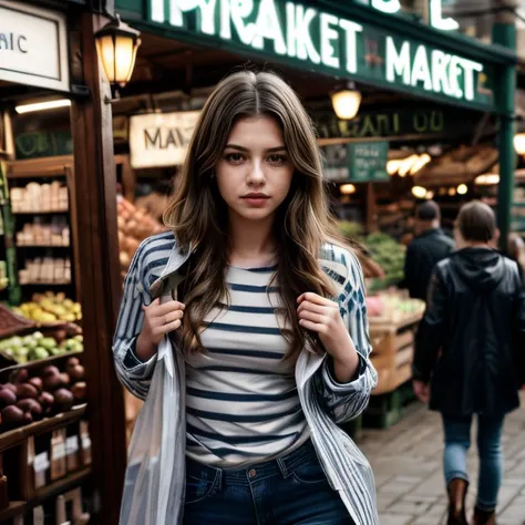 (Seattle Pike Place Market, SFW, raincoat, long-sleeve striped shirt, skinny jeans, ankle boots, browsing the market stalls, early morning:1.35) Instagram_Influencer_108_By_Stable_Yogi
Faceshot_By_stable_yogi
Styler_Embedding_By_Stable_Yogi
<lora:Detail Blaster By Stable Yogi:0.5>
(center_parted_long_wavy_hair)