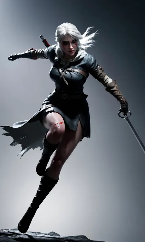 masterpiece, best quality, ultra high res, 1girl, ciri_w3 swinging her sword, (abstract art:1.4), bleeding black, shadow theme, visually stunning, beautiful, evocative, emotional, side view, <lora:wowifierXL:0.5>, <lora:ciri_prodigy_21:0.85>
