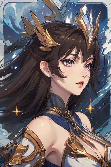 <lora:nvzhanshenV2:1>,nvzhanshen,1girl,(starry tornado:1.4),starry Nebula,beautiful detailed sky,bust,portrait,three-quarter view,<lora:animeTarotCardArtStyleLora_v31:1>,, best quality , masterpiece, illustration, an extremely delicate and beautiful, extremely detailed ,CG,unity,8k wallpaper, Amazing, finely detail, masterpiece, best quality,official art,extremely detailed CG unity 8k wallpaper,absurdres, incredibly absurdres, huge filesize , ultra-detailed, highres, extremely detailed,beautiful detailed girl, extremely detailed eyes and face, beautiful detailed eyes,light on face,