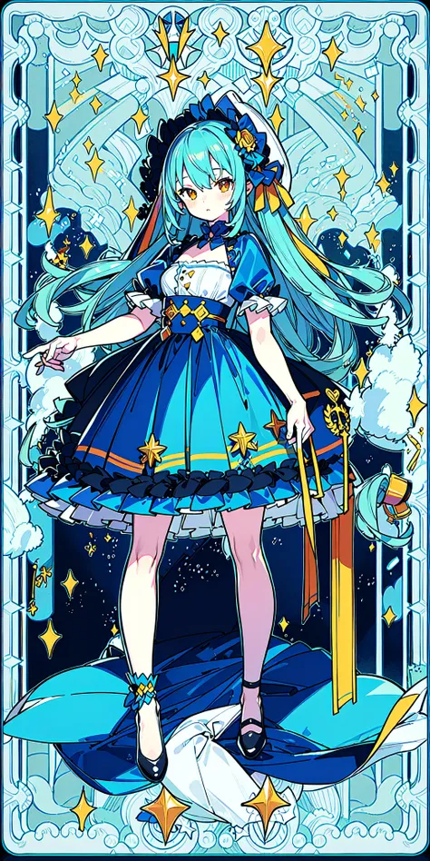 (masterpiece),(best quality:1.0), (ultra highres:1.0), detailed illustration, portrait, detailed, girls, detailed frilled clothes, detailed beautiful skin, <lora:gyokaiOnonoimokoArt_v10:0.3> ,colored pencils style, <lora:animeLikeTarotCardArt_v10:0.8>