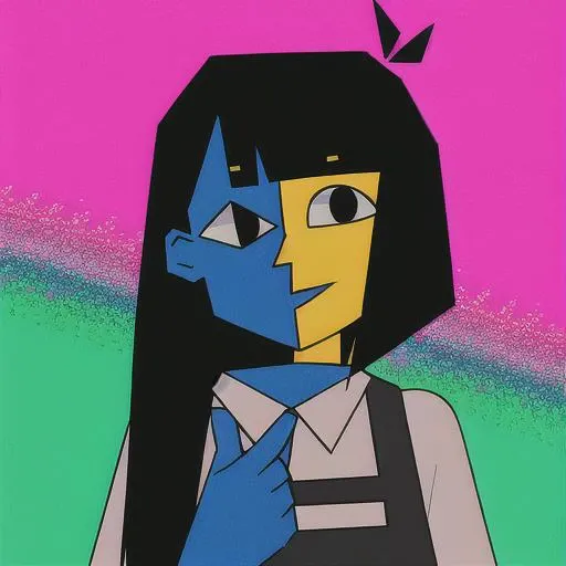 ena, masterpiece, ultra hd, face only, high quality, best quality, absurdres, <lora:enaJoelG_v1:1>, 001glitch-core