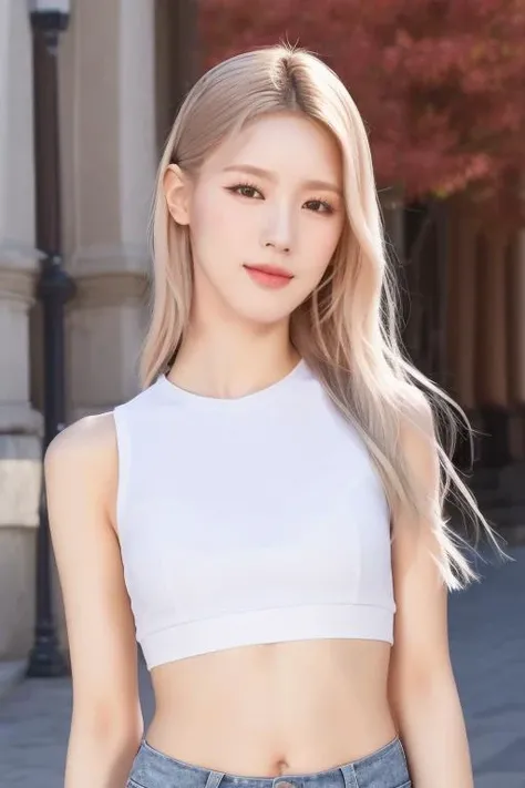 <lora:gidleMiyeonV1:1>,Miyeon,korean, woman,complex 3d render ultra detailed, smile, portrait of beautiful woman, moody portrait, striking features, beauty, intricate details, dramatic composition, tension, contrast, texture, realism, high-quality rendering, stunning art, high quality, film grain, Fujifilm XT3,swirly bokeh,(realistic, photo-realistic:1.2),RAW photo,physically-based rendering,(looking at viewer:1.4),(8k, best quality, masterpiece:1.2),(full body shot:1.1),octane render,extremely detailed CG, unity 8k wallpaper,in street,urban,city,(studio soft light,sunlight:1.2),(standing:1.1),(a girl is wearing sleeveless:1.5),hyper realistic detail shiny skin,ultra detailed,(ultra realistic:1.2),(intricate:1.2),(photorealistic:1.2),1girl,(skinny:1.3),detailed background ,(large breasts:1.1) ,