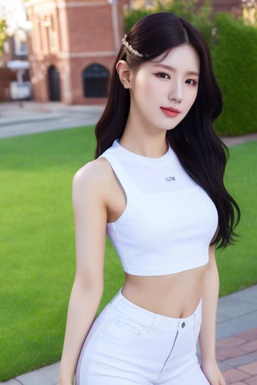 <lora:gidleMiyeonV1:1>,Miyeon,korean, woman,complex 3d render ultra detailed, smile, portrait of beautiful woman, moody portrait, striking features, beauty, intricate details, dramatic composition, tension, contrast, texture, realism, high-quality rendering, stunning art, high quality, film grain, Fujifilm XT3,swirly bokeh,(realistic, photo-realistic:1.2),RAW photo,physically-based rendering,(looking at viewer:1.4),(8k, best quality, masterpiece:1.2),(full body shot:1.1),octane render,extremely detailed CG, unity 8k wallpaper,in street,urban,city,(studio soft light,sunlight:1.2),(standing:1.1),(a girl is wearing sleeveless:1.5),hyper realistic detail shiny skin,ultra detailed,(ultra realistic:1.2),(intricate:1.2),(photorealistic:1.2),1girl,(skinny:1.3),detailed background ,(large breasts:1.1) ,