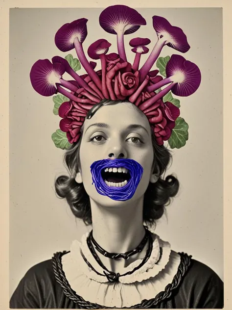 hd-photo of a beautiful female, portrait. depict deconstruction, Capture a sense of Simplistic & Dynamic joy using mushrooms & cabbages & anchor-rope, inspired by André Breton,Beatrice Wood,Bellmer Hans, Cadmium-Barium-Violet-Light,Quinacridone-Green-Blue,Quinacridone-Red-Violet,Permanent-Carmine,Quinacridone-Magenta-Deep, <lora:a1:1.5>