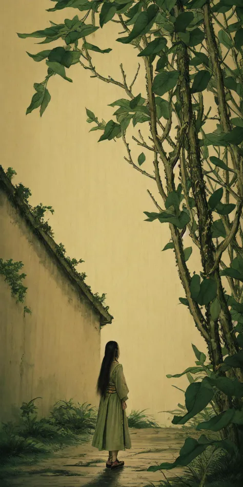 cinematic still In this evocative Wong Kar-wai-styled wuxia illustration,a solitary female warrior stands amidst a desolate,rain-slicked alleyway,the ambient light casting her shadow long and forlorn against the ancient walls. Her traditional garb is a blend of deep,muted tones,harmonizing with the surrounding twilight. Her posture is one of subdued power,with a sword hanging by her side,its presence as quiet as her solitude. Her gaze is lost in the distance,reflecting a poignant loneliness,characteristic of Wong's exploration of isolation within his films. The scene's saturated hues,the interplay of light and shadow,and the slow,deliberate framing create a mood that is both introspective and cinematic,capturing the essence of a wuxia heroine's inner turmoil amidst the silence of the night.. emotional,harmonious,vignette,4k epic detailed,shot on kodak,35mm photo,sharp focus,high budget,cinemascope,moody,epic,gorgeous,film grain,grainy,colorful,extremely cute,
<lora:langshining-1123:0.7>,