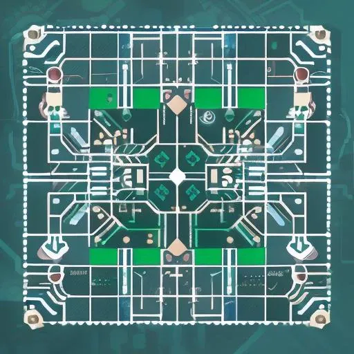 Create a logo for a circuit board manufacturing company. Feature an intricate circuit board pattern with connections and electronic components. The design should reflect precision and reliability