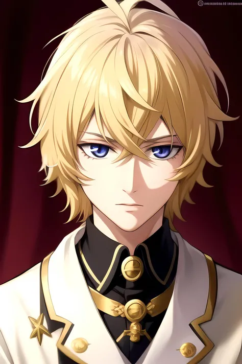 masterpiece, best quality, highres, high quality, 1boy, solo, male focus, looking at viewer, upper body, hair, realistic, mikaela, blonde <lora:mikaela-08:0.67>