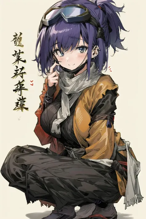 outfit sekiro, solo, 1girl, goggles on head,large breasts,curvy, looking at viewer, squatting cowgirl position, smile, <lora:outfit_sekiro-000008:1>
originalandreana, 1girl, solo, mask, mask pull,ear piercing<lora:andreana-pynoise-000009:0.85>