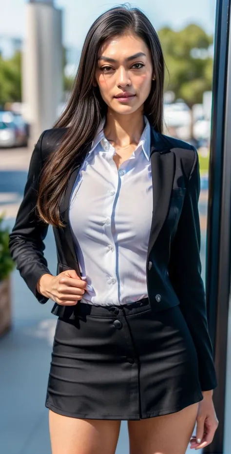 (8k, RAW photo, best quality, masterpiece:1.2), (realistic, photo-realistic:1.37), ultra-detailed,(detailed beautiful girl:1.4), ((Face Details:1.7))1 girl,full body<lora:Sexy office lady:0.9>Sexy office lady,office,(((black suit,formal shirt,jacket,micro mini skirt))),((looking at viewer)),  Koh_FlorenceFaivre,black hair