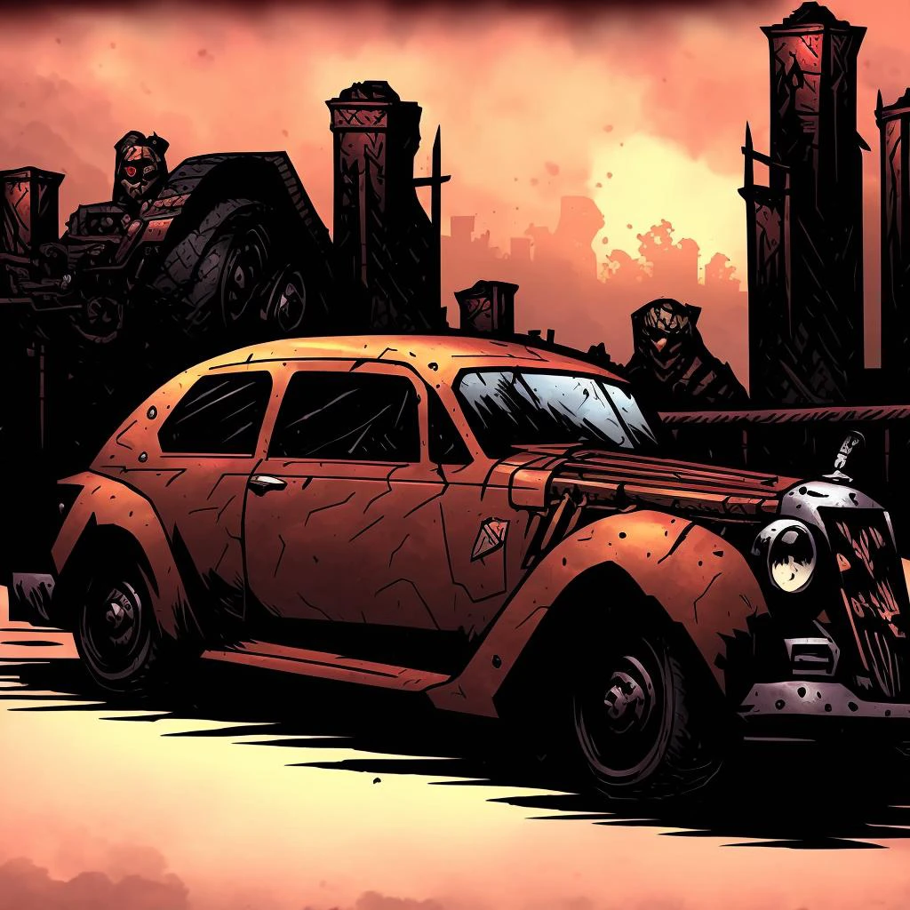 darkestdungeon artstyle, car