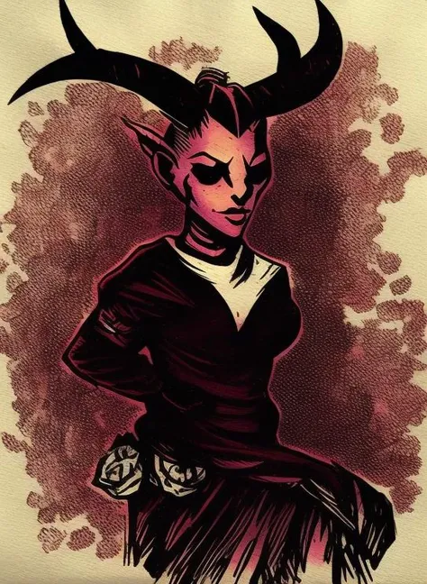 <lora:envybetterhandsLocon_alpha3:1>,, darkestdungeon artstyle, a succubus with horns and everything
