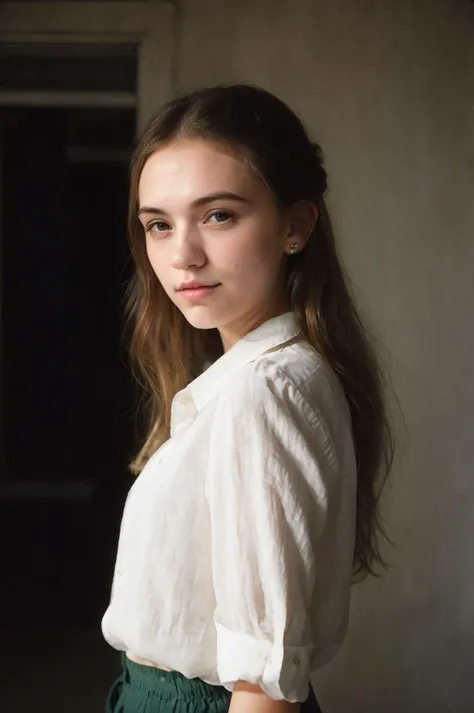 futuraalex20600v52, (closeup) Portrait of pretty young (18-year-old) pale milky white skin Caucasian woman ((Shy smile with hands clasped together, looking down.:1.07)), outdoor, BREAK (brunette Soft and Textured Updo: An updo with soft and loose curls, creating a romantic and whimsical look.), no makeup, long dainty necklace, (((classy and elegant:1.05) Linen button-up blouse with high-waisted shorts.)) , <lora:epi_noiseoffset2:1> BREAK (magazine cover:1.05), BREAK (masterpiece, extremely detailed skin, photorealistic, heavy shadow, dramatic and cinematic lighting, key light, fill light), sharp focus, BREAK location is (outdoor Sydney, Australia), <lora:InstantPhotoX3:0.4>,, <lora:ClothingAdjuster3:-0.7>