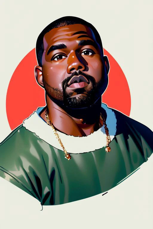 a beautiful solo painted portrait of  yeezy   wearing a dog costume  , hd , ((high quality)) , solo,  trending, perfect face and eyes