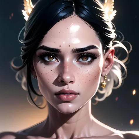 portrait, rendered,<lora:portraitfixerv2:1>, speedpaint,
(8k, RAW photo, highest quality), hyperrealistic abstract style portrait of an otherworldly being with metallic skin, glowing orbs for eyes, and intricate fractal patterns emanating from their face, non-representational, colors and shapes, expression of feelings, imaginative, highly detailed