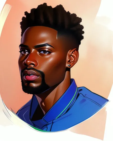 masterpiece, best quality, high quality, (realistic), detailed lips, detailed face, detailed eyes, 1boy, african, very dark skin, high top dreads, portrait, painting (medium)