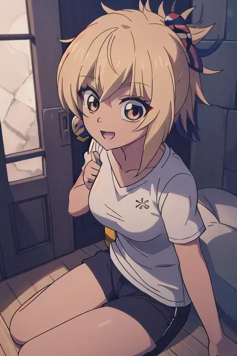 masterpiece, high quality, best quality, hyper detailed, HDR, looking at viewer,
seductive pose
vivid colors, contrast, volumetric light
Japanese
<lora:Character Yoimiya6 yoimiya:1.0> yoimiya, casual clothes, t-shirt, shorts, 1girl, brown eyes, blonde hair, solo, stunningly attractive, happy, playful, small breasts,
<lora:Style Bastardani v10:0.8>
