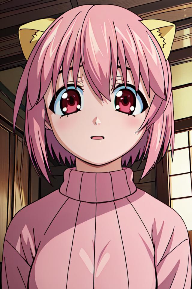Anime girl with pink hair and cat ears in a room - SeaArt AI