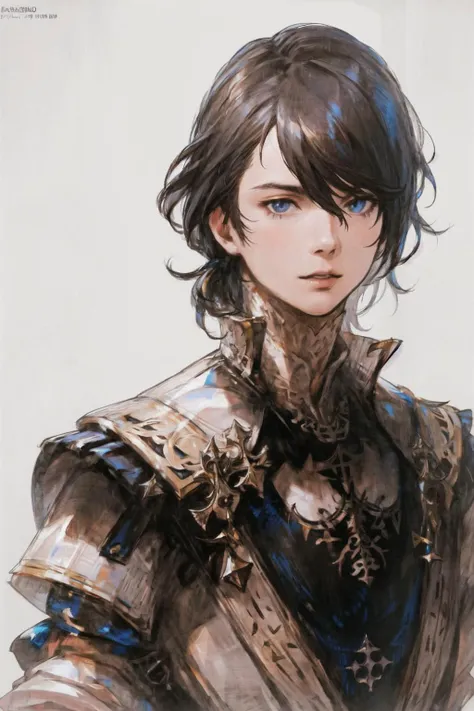 <lora:ff16style:0.9>, 1 boy,beautiful, masterpiece, best quality, white background,detailed facial features,Kazuya Takahashi, concept art,