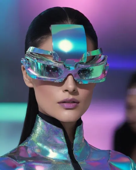 holographic haute:0.4, data-driven diva:0.3, glitched elegance:0.3, cyber-couture revelation:0.4<lora:M_Fashion:1.0>