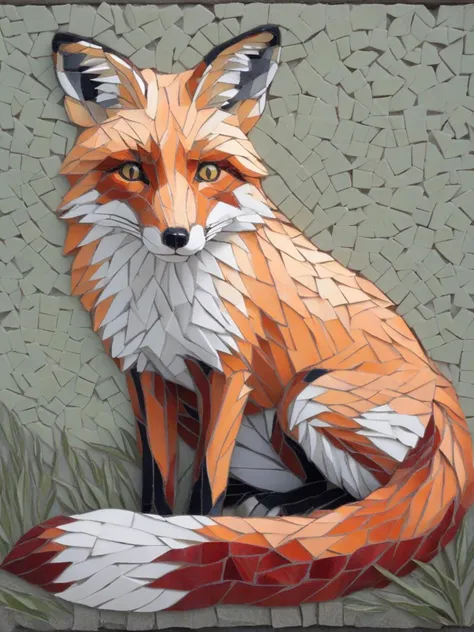 <lora:mosaicXL:1> mosaic, traditional media, fox