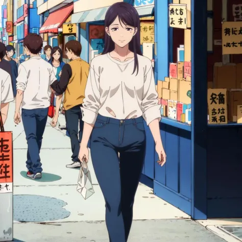 masterpiece,high quality,solo,
<lora:Chukaya001:0.7>,smile,
Chukaya,1woman,
mole under eye,
long hair,
shirt,pants,
shopping bags,full body,walking,shopping district,
