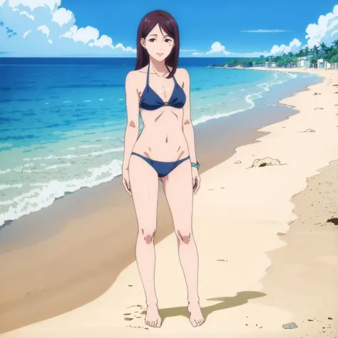 masterpiece,high quality,solo,
<lora:Chukaya001:0.7>,smile,parted lips,
Chukaya,1woman,
mole under eye,
long hair,
bikini,ocean,beach,sunshine,
full body,
