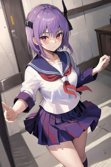 masterpiece, best quality, highres, 1girl ayane <lora:doa_ayane:1> serafuku, white school uniform
