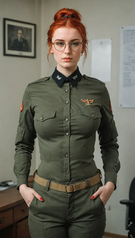 Marie , Blonde Hair , Green Eyes , BC Freedom Military uniform, hat ,