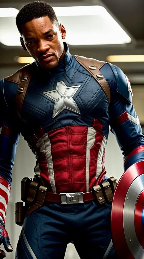 .<lora:rMadArt3_NoiseOffset:1>,  Tarantino style, Will Smith as Captain America 8k, high definition, detailed face, detailed face, detailed eyes, detailed suit, in style of marvel and dc, hyper-realistic, + cinematic shot + dynamic composition, incredibly detailed, sharpen, details + superb details + evening with light + perfectionism + award winning realism ((moody lighting))