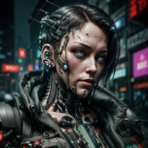 over the shoulder,cyberpunk jude law,rain,<lora:wowifierV3:1>,<lora:more_details:1>,body modification,Futuristic,cyberpunk,Hyperrealistic art cybernetic robot,android,AI,machine,metal,wires,tech,futuristic,