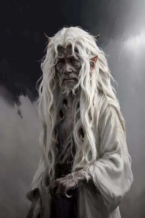 ,YaoGuai Black Myth Wukong,,,
1girl, solo, long hair, looking at viewer, white eyes, empty eyes, long white hair, shed, sparse hair, no humans, old, ghost, fog, portrait, horror (theme), (((blurry))), masterpiece, high quality, realistic, detailed, 8k, horror theme, <lora:YaoGuai Black Myth Wukong:1>,<lora:more_details:0.2>