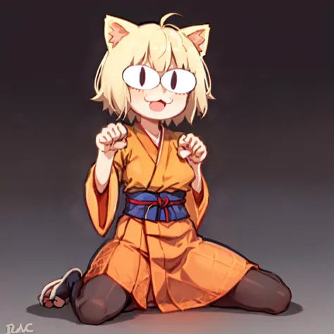 japanese clothes,paw pose,necoarc face, solo,<lora:necoarcv101-15:0.75>