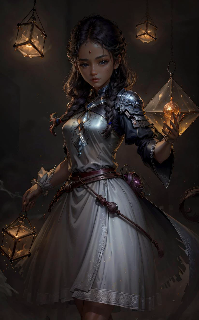 (absurdres, highres, ultra detailed), glamorous, female , Adolescence, Lean, Pacific Islander, Black eyes, , Tangerine Fishtail braid hair, Confusion, Glowing eyes locked on the adversary, intimidating with magical intensity, wearing Illuminate and Cauldron,Charm and Spellbinding Enchanter's Attire , , , and and Spark (Collective consciousness,Colloids,Resonating,Unfathomable,Cube,Convection,Octagon magic:1.3), Singing an enchanting melody, infusing magic with musical notes, Magical Radiance, <lyco:GoodHands-beta2:1>, <lyco:delicate_armor_V2:0.5>, <lora:Better Portrait Lighting:0.5>, Dramatic lighting, <lora:lolsplash-m:0.5>, <lyco:EnvyElegance:0.35>, elegant, Enchanted Skirt, Channel Celestial Wraps , , , andPelican Case (protective case) and, <lora:LECO_LessCrotch:0.5>,