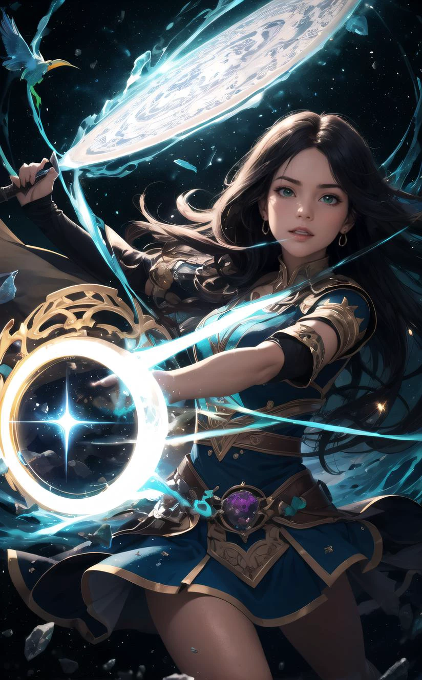 Asian-Less, (absurdres, highres, ultra detailed), female , Senior, Slim, Sub-Saharan African, Dark green eyes, , Dark Brown Asymmetrical haircut hair, Laugh, Transcribing ancient runes onto sacred surfaces, charging them with magic, wearing Mystical Radiance and Vivify,Flicker and Aura,Conjuring and Charmed and Arcane Crystals,Iron Celestial Culottes, Sorceress Caplets , Espadrilles, , and andSling Bag Resonate (Gaseous,Emerald ,Perpetuity,spring bloom,Brownian motion,Diffusion,Convection magic:1.3), Astral Projection, Palms facing outward, projecting astral form, Everglow, <lyco:GoodHands-beta2:1>, nice hands, perfect hands, <lora:lolsplash-m:0>, Dramatic lighting, <lyco:EnvyElegance:0.4>, elegant, <lora:LECO_LessCrotch:0.6>, narrow depth of field