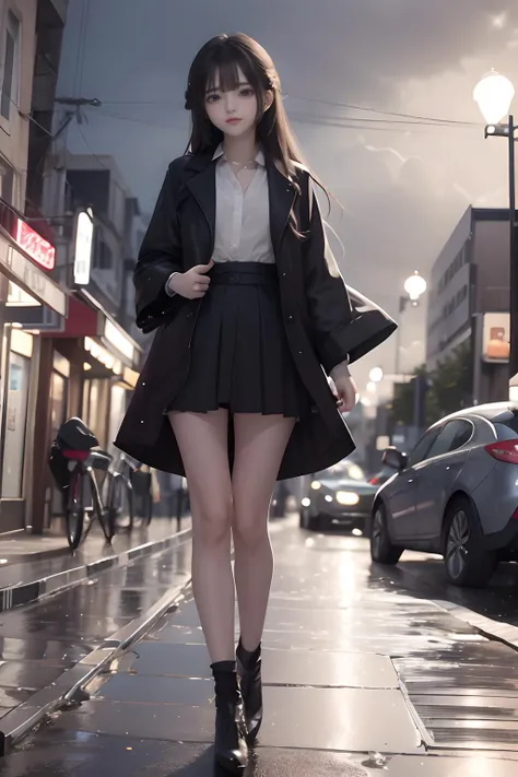 1girl,Street after Rain, dramatic lighting, <lora:cutegirl25d:0.8>