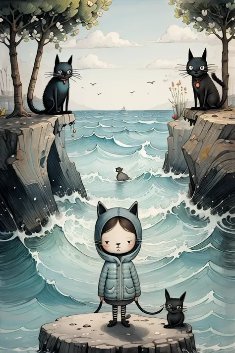 masterpiece,best quality,<lora:CPB8:1.2>,1girl,cat,in spring,sea,