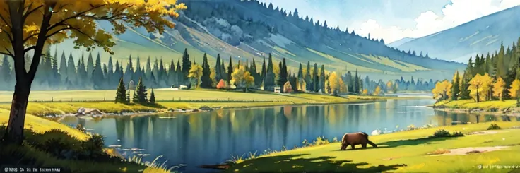 ((masterpiece, official art, watercolor sketch)), Ural taiga landscape