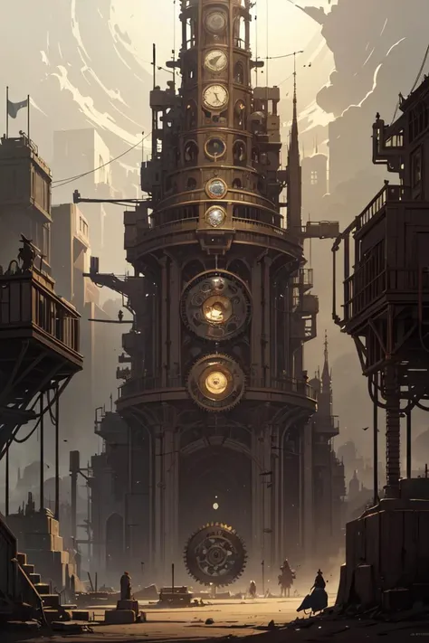 masterpiece, best quality, A captivating and imaginative illustration of a steampunk-inspired world, with intricate machinery, gears, and fantastical contraptions. This artwork showcases the creativity and innovation of the steampunk genre and is perfect for steampunk-themed book covers, concept art, and gaming illustrations. Illustrated by Brian Kesinger and James Ng. Steampunk-inspired world, intricate machinery, fantastical contraptions, imaginative atmosphere.