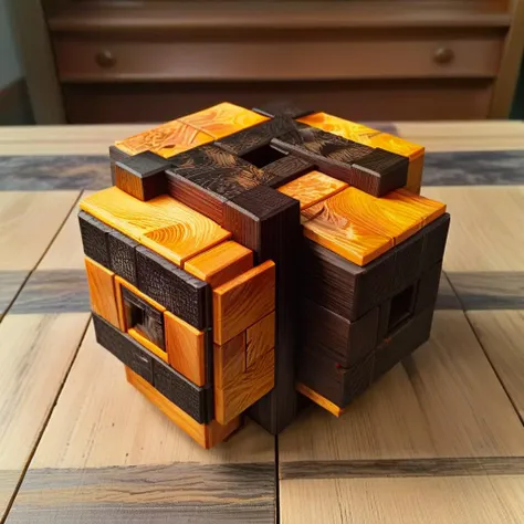 <lora:Burr_Puzzle:1> a handcrafted Handheld radio in the style of a burr puzzle made from Silk, on a fancy table in lava lake, studio photography, detailed background, gaps, split, joinery, toy, nested, interlocked