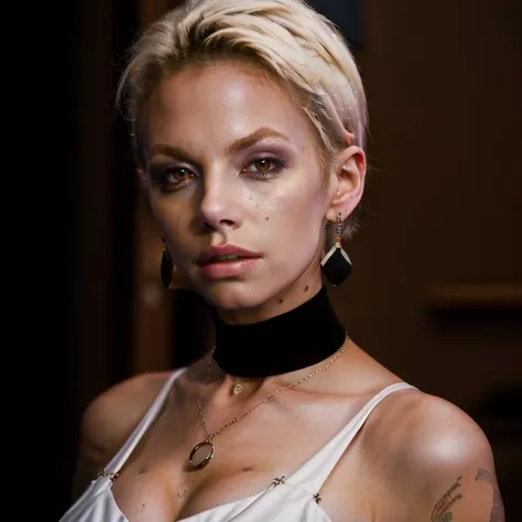(masterpiece:1.2), (best quality,:1.2), 8k, highly detailed, hyperrealistic, cinematic lighting, ambient lighting, Delta, <lora:Delta-10:1>, earrings, choker, necklace, jewelry, rings, looking at viewer, dynamic pose, upper body shot, (((very pale white skin))), short hair